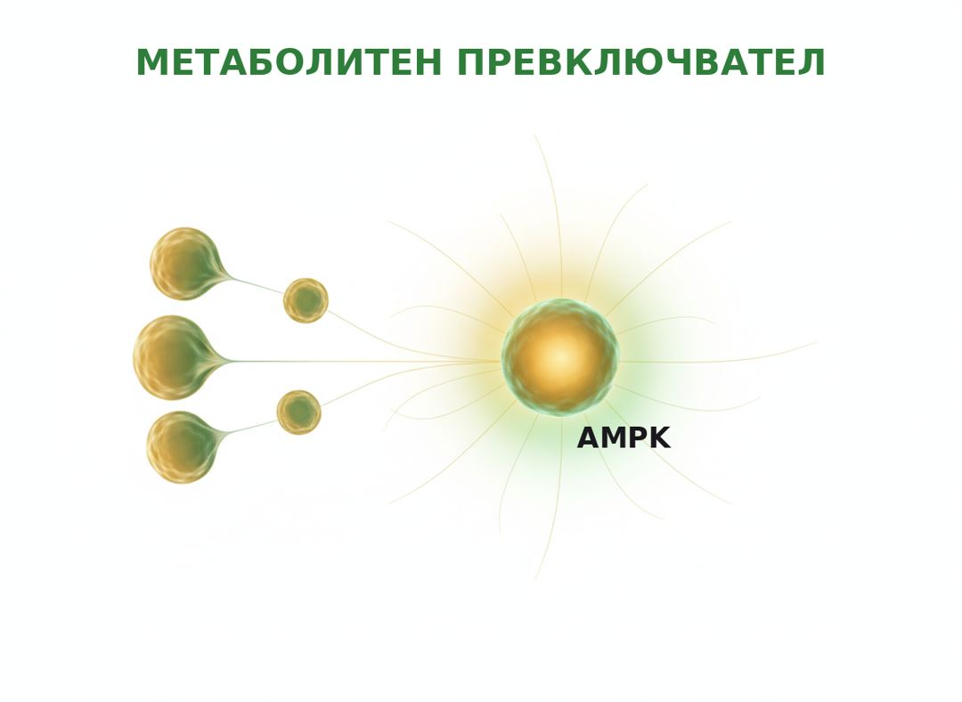 Илюстрация: AMPK метаболитен превключвател и намаляване на мастните клетки